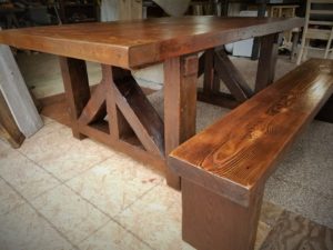 3 Thick Top And Bench Rustic Dining Table Made From Reclaimed Iowa 3 Thick Top And Bench Rustic Dining Table Made From Reclaimed Iowa Barn Wood