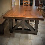 1942 Iowa barnwood beams used to make this 6' farm table and bench