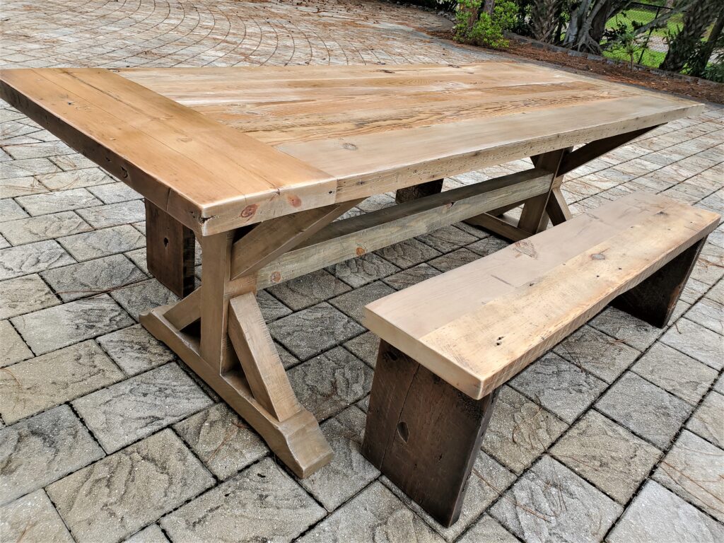 X Frame Reclaimed Wood Farmhouse Table