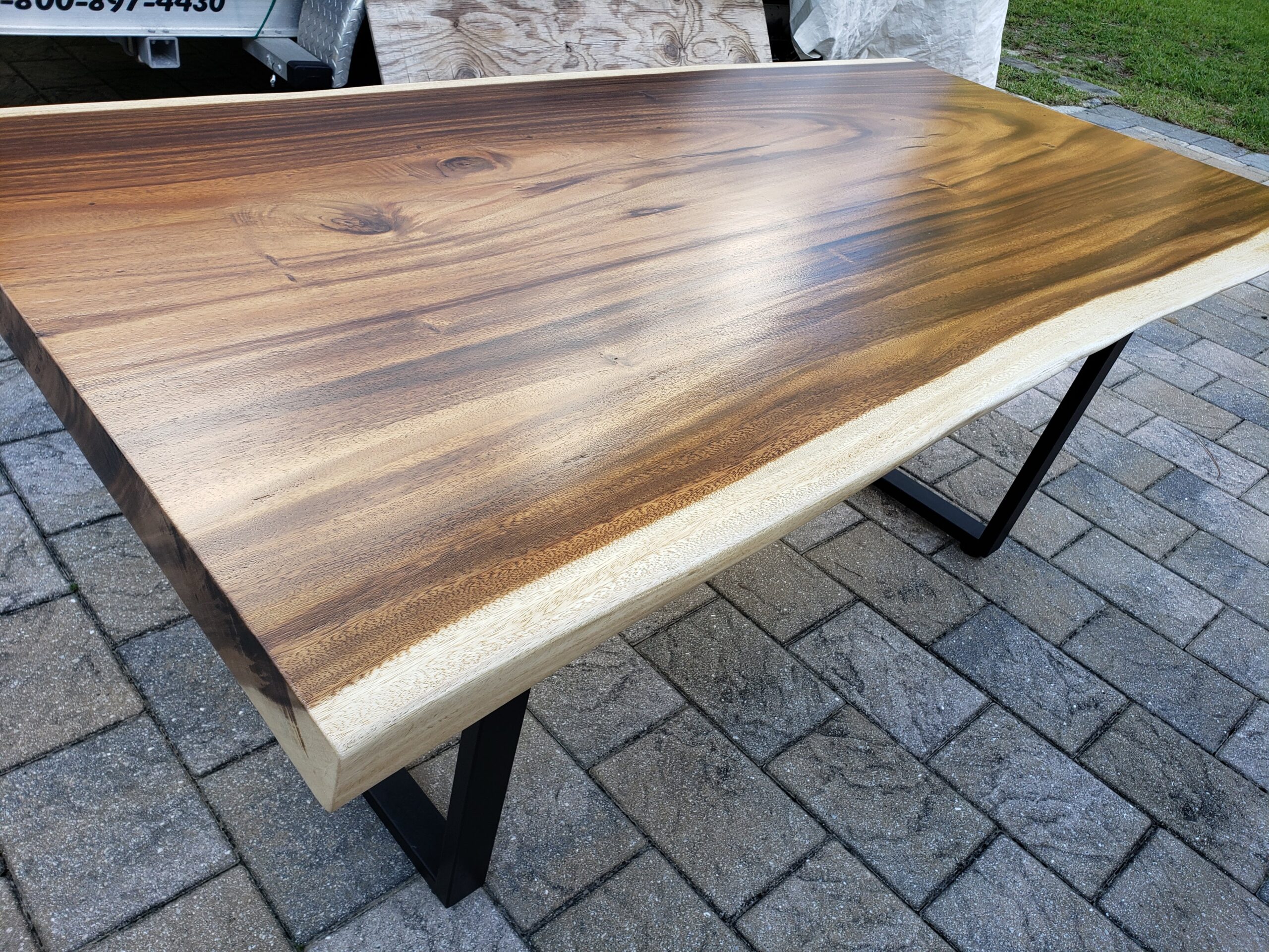 Solid Wood Live Edge Dining Room Table with Black Metal Legs