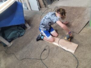 Brock sanding Charcuterie Boards