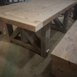 Not yet stained farmhouse table made from 1942 3" thick Iowa barn beams