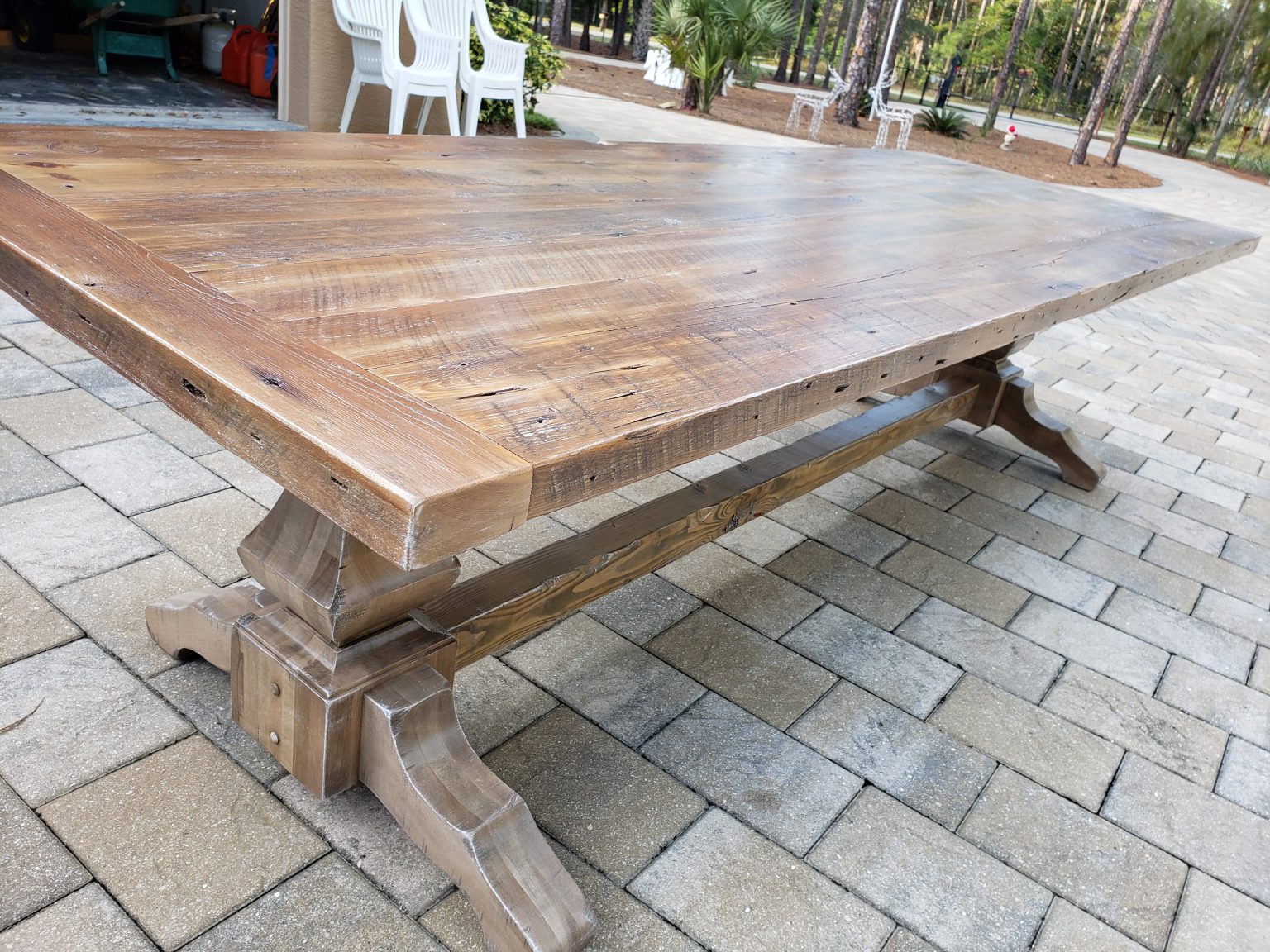 Reclaimed Wood Farmhouse Trestle Table - Jesus Tables