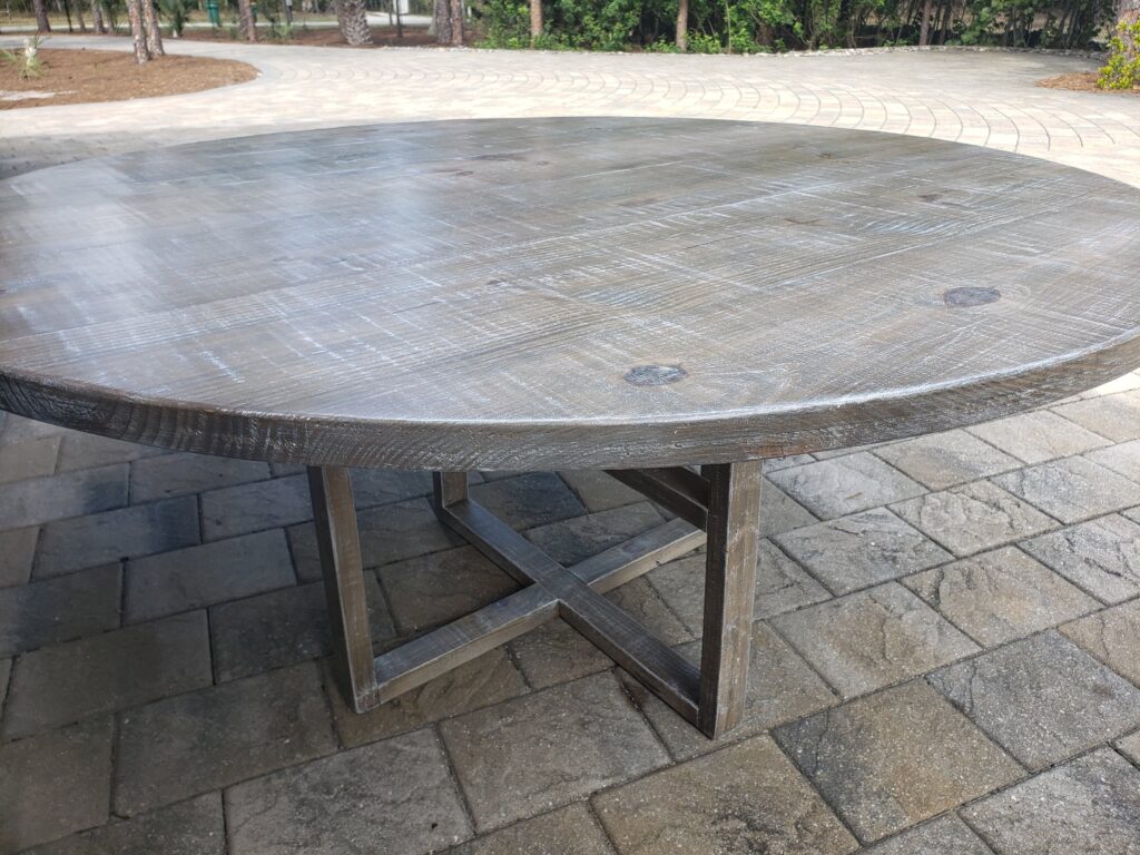 Gray with white wash 60in round table