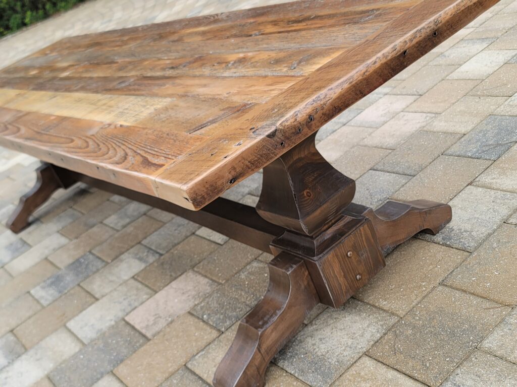 Reclaimed wood trestle table