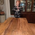 patty with her new reclaimed wood trestle table