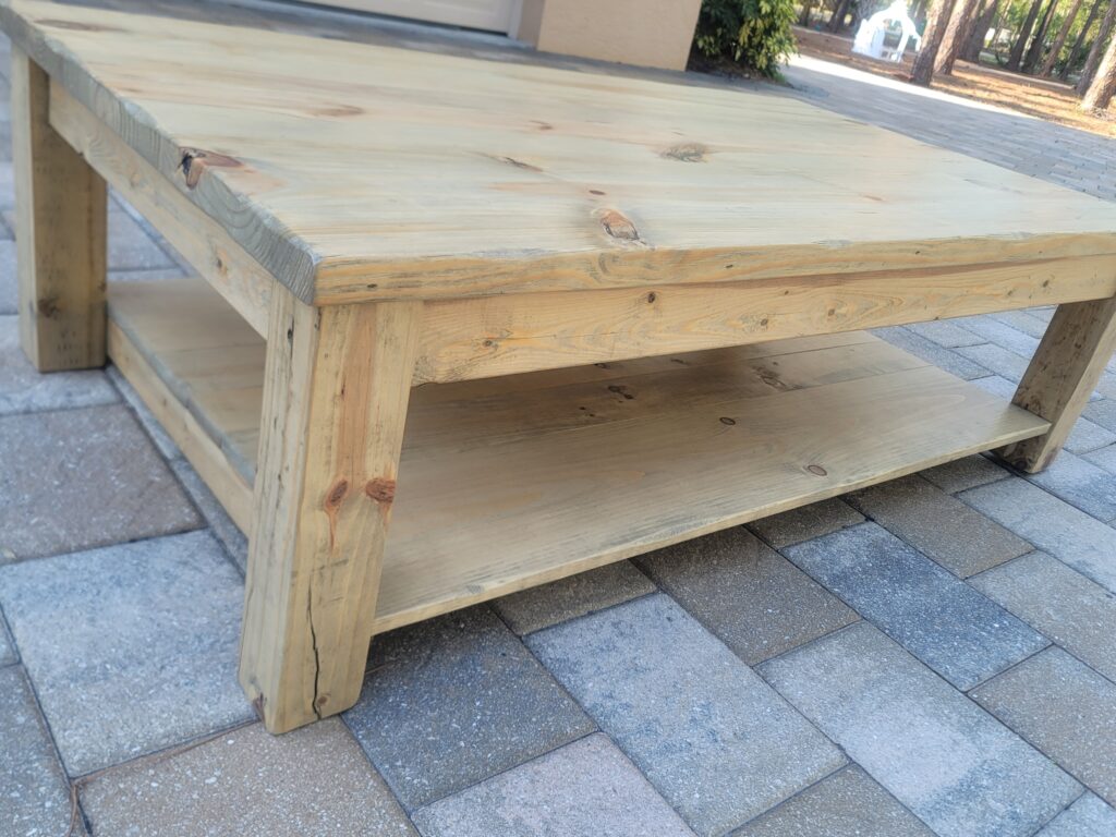 distressed weathered oak coffee table side