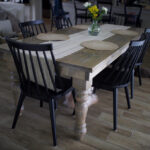 7ft Weathered Oak and White Wash 4 leg dining table