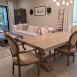 Solid Wood Gray & White Wash Trestle Table