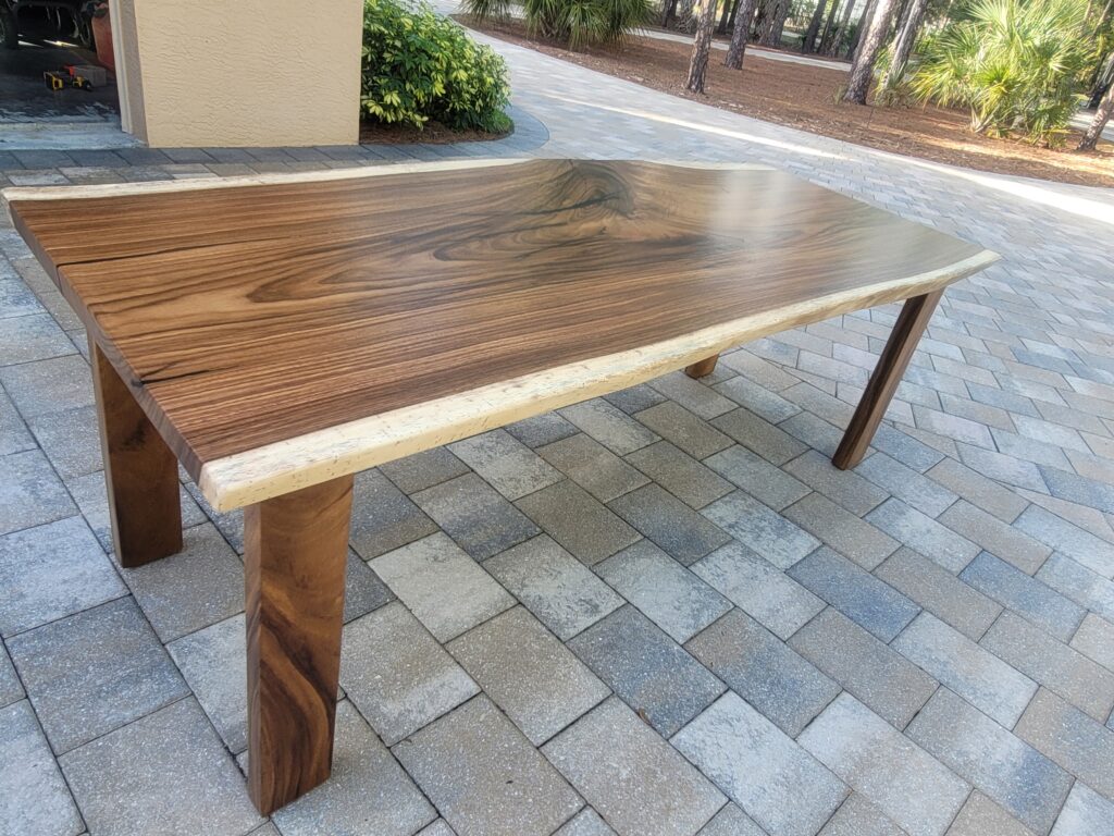 7ft Live Edge Dining Table with 4 Legs