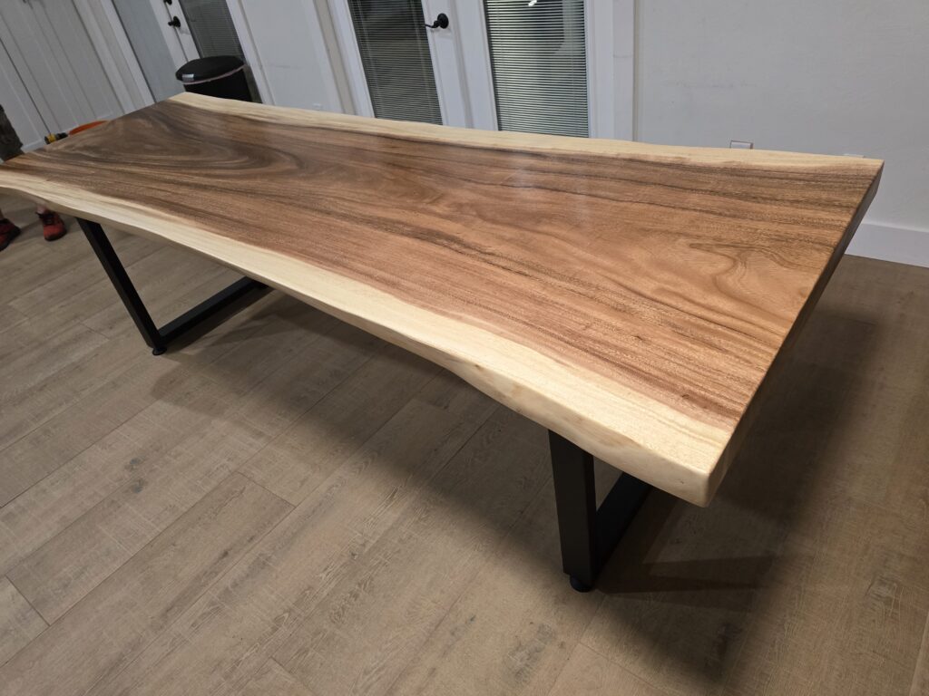 9ft Live Edge Dining Table with U Bases
