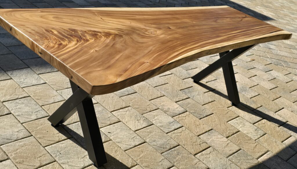 7ft Live Edge Dining Table with X Bases
