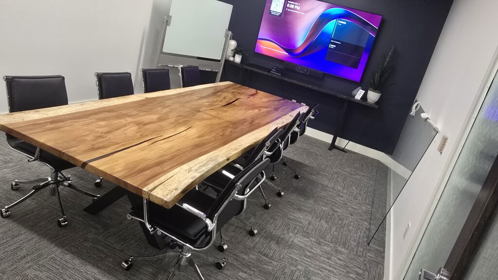 11ft Live Edge Conference Room Table with X Bases