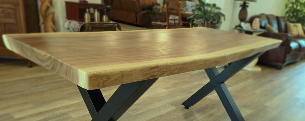 6ft Live Edge Dining Table with X Bases